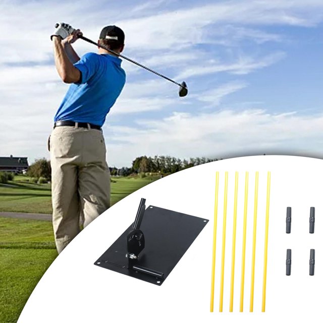 DYNWAVECA Golf Alignment Stick Holder Set, Golf Trainer Accessories, Portable Golf Training Aid, Practice Plate for Swing,Women, Indoor