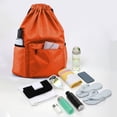 thumbnail image 4 of HHBEAUTY Orange Drawstring Gym Bag for Men, Waterproof Drawstring Backpack for Women, Swim Bag with Shoes Compartment, Pull String Sport Bag for Soccer and Basketball, 4 of 7