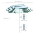 thumbnail image 3 of Outsunny 6FT Round Beach Umbrella with Tilt Mechanism, Striped Green, 3 of 7