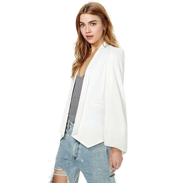 Womens Casual Blazer Cape Open Front Split Sleeve Long Cloak Jacket Coat Workwear
