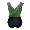 thumbnail image 5 of Bigersell Ruffed One-Piece Swimsuits for Women V-Neck Ruffle Bathing Suit Padded Monokini Swimwear Front Ruched 1 Piece Swimsuit, Style SW-33, Green-a, M, 5 of 5