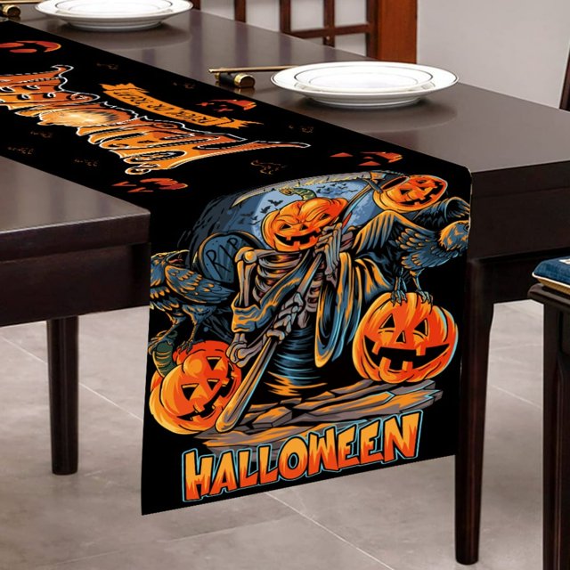 Halloween Table Runner Ghost Spooky Pumpkins Halloween Table Decorations Kitchen Dining Halloween Indoor Decorations 14 x 72 Inch
