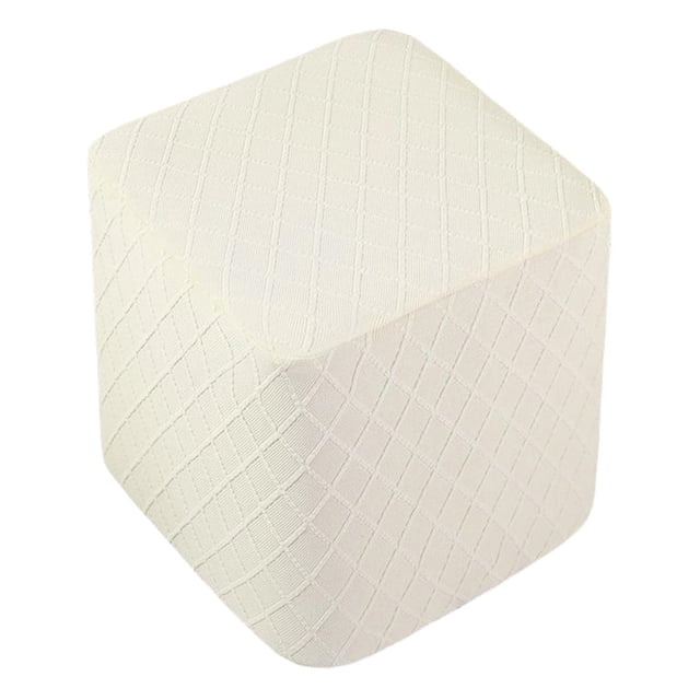 Stretch Ottoman Cover with Elastic Bottom Rectangle Foot Stool Stretch Covers White