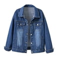 thumbnail image 2 of Hontri Vestes en Denim pour Femmes Grande Taille en Solde, Veste en Denim Colorée pour Femmes Grande Taille Courte Ample Haut Violet,Rouge,Bleu,Bleu Foncé, 2 of 5