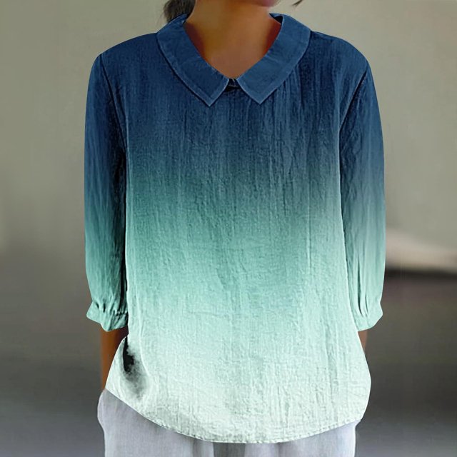 RXIRUCGD Haut Rétro Décontracté pour Femmes, Manches 3/4 Imprimées, Bleu Ciel, Taille : L