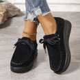 thumbnail image 2 of Chaussures de Course Femme Bout Rond à Lacets à Enfiler Semelle Épaisse Talon Compensé Mocassins Uni, 2 of 9