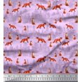 thumbnail image 1 of Soimoi Purple Heavy Canvas Fabric Cedar Tree & Fox Animal Decor Fabric Printed Yard 58 Inch Wide, 1 of 5