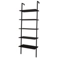 thumbnail image 4 of Ktaxon 5-Shelf Modern Bookshelf, Wall Mounted Wood Ladder Bookcase with Metal Frame, Black, 4 of 6