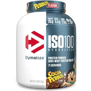 Dymatize ISO100 Hydrolyzed Protein Powder | 25g of 100% Whey Protein Isolate | Hydrolyzed for Fast Absorption, Easily Digestible, High Protein, Low Sugar | 5LB (Cocoa Pebble)