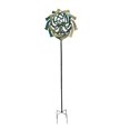 thumbnail image 1 of Colorful Teal and Yellow Finish Dual Flower Metal Wind Spinner Garden Stake 70 Inches High, 1 of 3