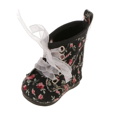 Black Floral Up Shoes For 18'' Doll My Life Doll Clothes