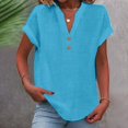 thumbnail image 2 of Hot Sale!! Mode Décontractée pour Femmes Col en V Boutonné Manches Courtes T-Shirt, 2 of 6