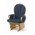 thumbnail image 1 of Foundations Lullaby Wood Base Glider Nursery Rocking Chair, Padded Armrests & Storage Pockets, Natural/Blue, 1 of 2