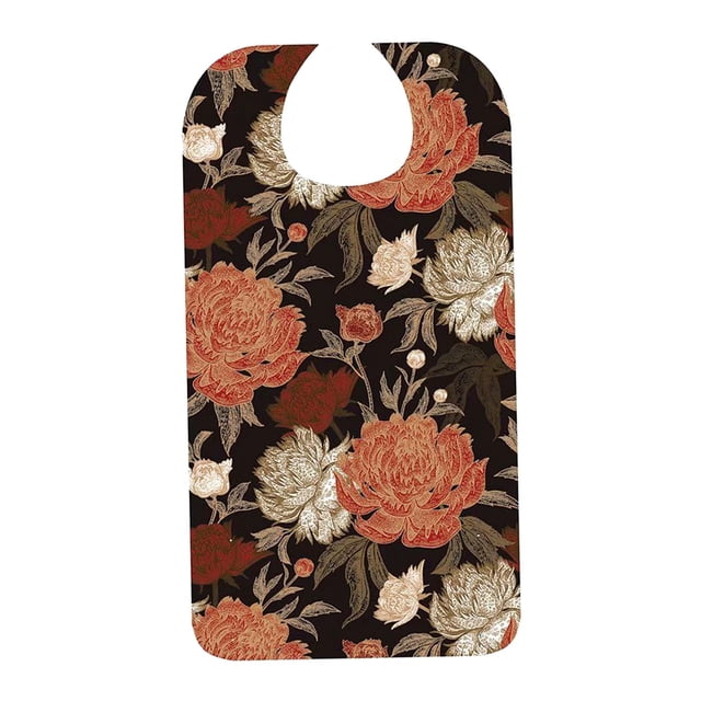 Bavette à Miettes Ajustable en Coton Imperméable à Motif pour l'Heure des Repas pour Femmes Âgées type 3