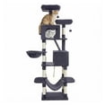 thumbnail image 1 of FEANDREA Multi-Level Plush Cat Tree with Scratching Posts, Perches, Condos, Basket, Hammock and Hanging Toy, Gray, 1 of 8