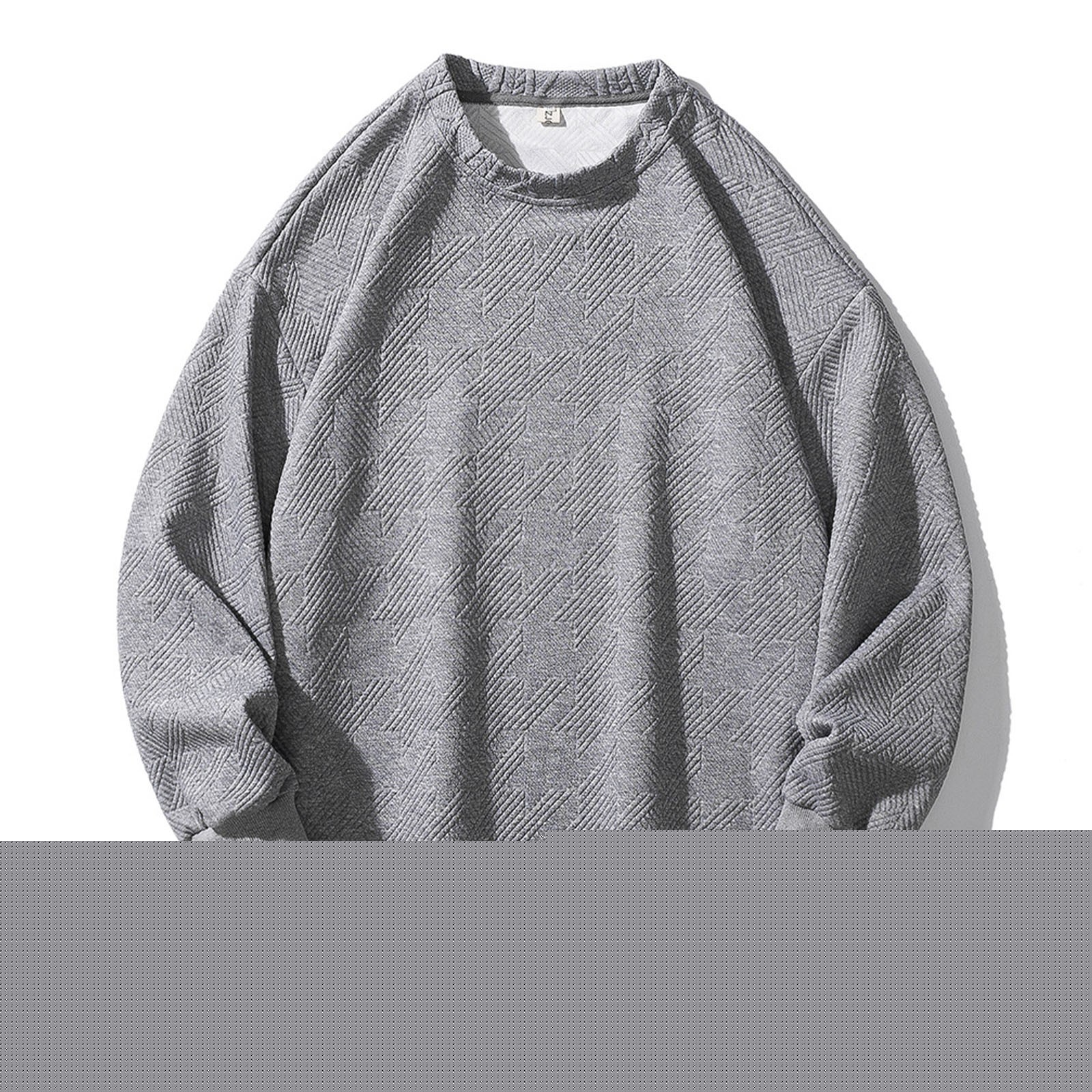 thumbnail image 2 of Yuyuzo Chandails en Molleton Grande Taille pour Hommes Col Rond Décontracté Automne Manches Longues Pull Doux Surdimensionné, 2 of 7
