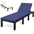 thumbnail image 1 of Costway Patio Rattan Lounge Chair Chaise Recliner Adjust Cushion Navy & Off White Cover, 1 of 8