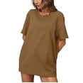 thumbnail image 1 of Plebaso T-Shirts en Coton pour Femmes à Manches Courtes, Col Rond, T-Shirts Basiques, Hauts Décontractés, Couleur Unie, Coupe Ample, 1 of 7