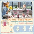 thumbnail image 4 of Qaba Ensemble de 3 Pcs Table et Chaises pour Enfants à Hauteur Réglable avec Rangement, Rose, 4 of 10