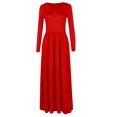 thumbnail image 4 of UKAP Ladies Dress Crew Neck Maxi Dresses Solid Color Swing Party Red XL, 4 of 6