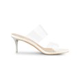 thumbnail image 3 of BLISSFUL STEP Sandales à Talons Aiguilles Transparentes pour Femmes à Bout Ouvert à Enfiler Blanches 7, 3 of 7