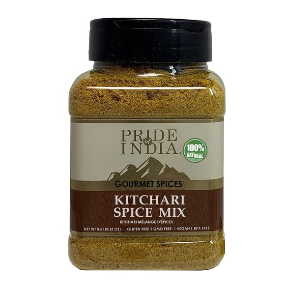 Pride of India - Kitchari Spice Seasoning – Made with Authentic Indian Spices – Good for Health Cleanse & Diet – Easy to Use – 2 oz. Small Dual Sifter Bottle