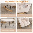 thumbnail image 3 of TOYTEXX Teddy Fabric Rocking Chair with Ottoman, Upholstered High Back Accent Glider with Solid Wood Base and Metal Frame for Nursery, Living Room, Reading Area-White, 3 of 6