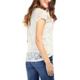 thumbnail image 4 of INSPIRE CHIC Haut en Dentelle Florale Transparent à Manches Courtes Décontracté pour Femme P Blanc, 4 of 7