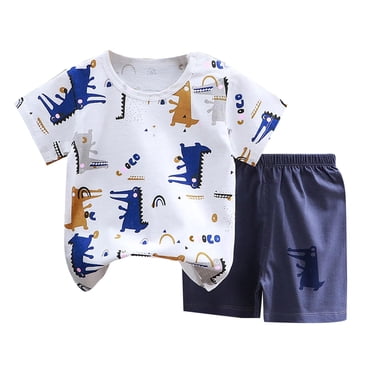 yocbz Ensemble à Manches Courtes pour Tout-Petits Garçons Filles, Manches Courtes pour Enfants, Short, Pur Coton, Vêtements d'Été pour Filles, T-Shirt pour Garçon, Vêtements pour Bébé, Vêtements pour Enfants, Bleu, 3-6 Mois
