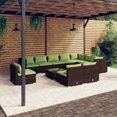 thumbnail image 1 of vidaXL 11 Piece Garden Lounge Set with Cushions Poly Rattan Brown, 1 of 5