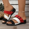 thumbnail image 2 of Mepaouo Womens Slide Sandals Arch Support Low Wedge Summer Beach Shoes Slip on Walking Slippers, 2 of 8