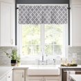 thumbnail image 2 of Gray 3 PCS Kitchen Curtain Valance and Tiers Set, Rod Pocket Small Half Tier Valances Window Curtains Panel, Grey Plaid Lattice 55"x24" (Set of 2 Tiers & Valance), 2 of 5