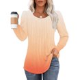 thumbnail image 1 of RXIRUCGD Haut à Manches Longues Imprimé à Col Rond Plissé Décontracté pour Femmes, Orange, Taille : TG, 1 of 8