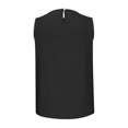 thumbnail image 5 of Qertyioot Femmes Été Casual Couleur Unie Col Rond Manches Tops Lâches Merci Chemisiers, 5 of 5