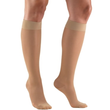 Truform Bas Transparents Jusqu'au Genou : 15 - 20 mmHg, Beige Pâle, Petit