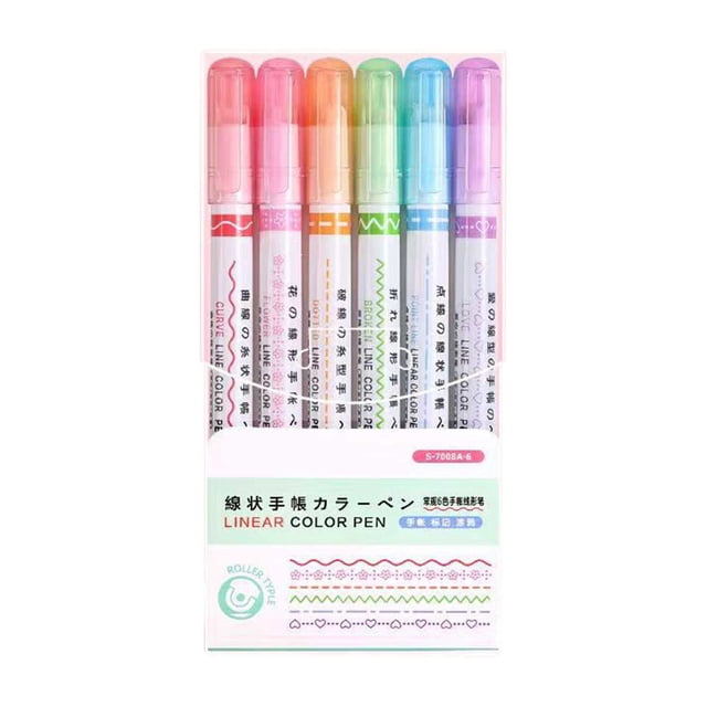 6 Different Curved Shapes Nib Outline Pen Dry Pen Color Emphasis Graffiti Pen 5ml