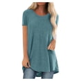 thumbnail image 3 of Mode Femme Grande Taille Col Rond Manches Courtes T-Shirt Long Blouse, Été Grande Taille Tops Amples pour Femmes en Solde, 3 of 5