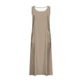 thumbnail image 4 of Jsaierl Robe en Lin pour Femmes Été Sans Manches Unie Décontractée Ample Fluide Maxi avec Poches, 4 of 5