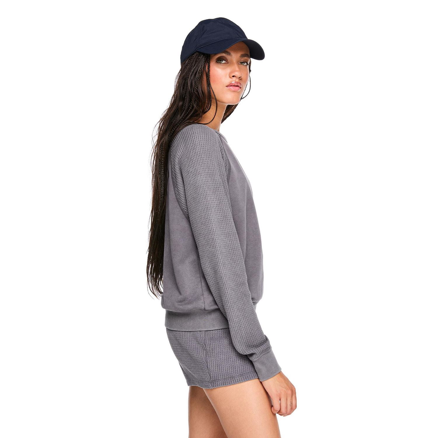 Coton ouaté à manches raglan en tricot gaufré Wild Skye pour femmes