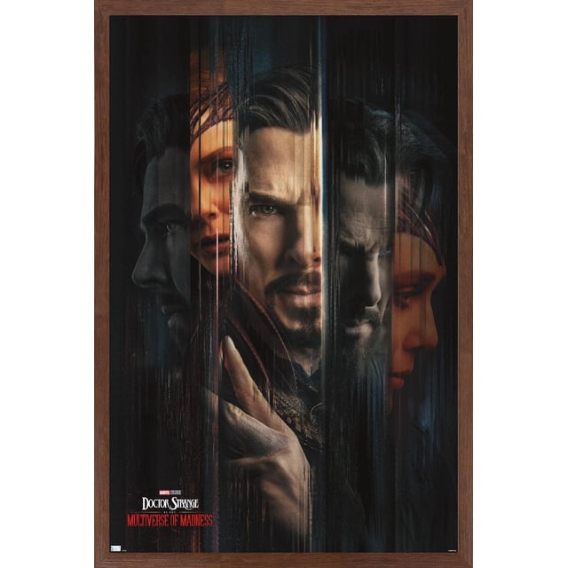 Marvel Doctor Strange dans le Multivers de la Folie - Affiche Murale Teaser en une Feuille, 14,725 Pouces x 22,375 Pouces, Présentant un design Sombre à Fragments Verticaux avec des Visages Superposés et une Main dans un Geste Mystique, Imprimée sur Papier d'Affiche Lustré avec Texte de Titre Audacieux Rouge et Blanc, Convient à la Déco Murale de la Maison Ou du Bureau.