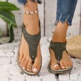 thumbnail image 2 of Hyknon Sandals for Women Large Size New Toe Clip Rhinestone Sandals Elastic Flat Shoes Arch Support Comfortable Sandals, 2 of 5