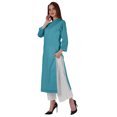 thumbnail image 3 of Bimba Kurta en Coton Col Mandarin avec Plis pour Femmes Ethnique Indienne Droite Unie, 3 of 7