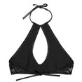 thumbnail image 3 of RUNQHUI Women's Shiny Metallic Keyhole Crop Top Halter Backless Rave Bandeau Vest Bra Clubwear Black One Size, 3 of 6