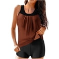thumbnail image 1 of RKSTN Tankini Swimsuits for Women Summer Fashion Solid ColorConservative Two Piece Set Bathing Suits with Boyshorts Loose Plus Size Round Neck Sleeveless Pleated Swimsuits, 1 of 5