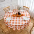 thumbnail image 1 of Nappe à Carreaux Vichy Orange Nappe Ronde d'Automne 60 Pouces - Housse de Table à Carreaux Orange en Tissu Polyester Réutilisable Résistante à l'Eau pour Fête d'Automne de l'Action de Grâce Pique-Nique Extérieur et Déco de Cuisine, 1 of 6