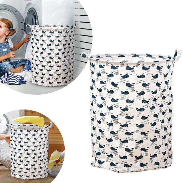 BKER Patterned Linen Laundry Hamper Without Lid Large Open Top Dirty Stylish And Breathable Fabric For Bedroom Or Bathroom Easy And Durable Design