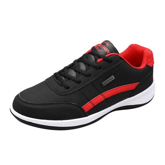 Espadrilles pour Hommes Mode Hommes Talon Compensé Semelle Souple Espadrilles en Noir, Taille 9. Conçues avec une Tige en PU, Semelle en Caoutchouc, Bout Rond et Fermeture à Lacets. avec Empeigne en Maille Respirante, Col Rembourré et accents Rouges pour le style. Idéales pour un Usage Décontracté, Chaussures Décontractées pour Hommes, Course et Activités Quotidiennes.