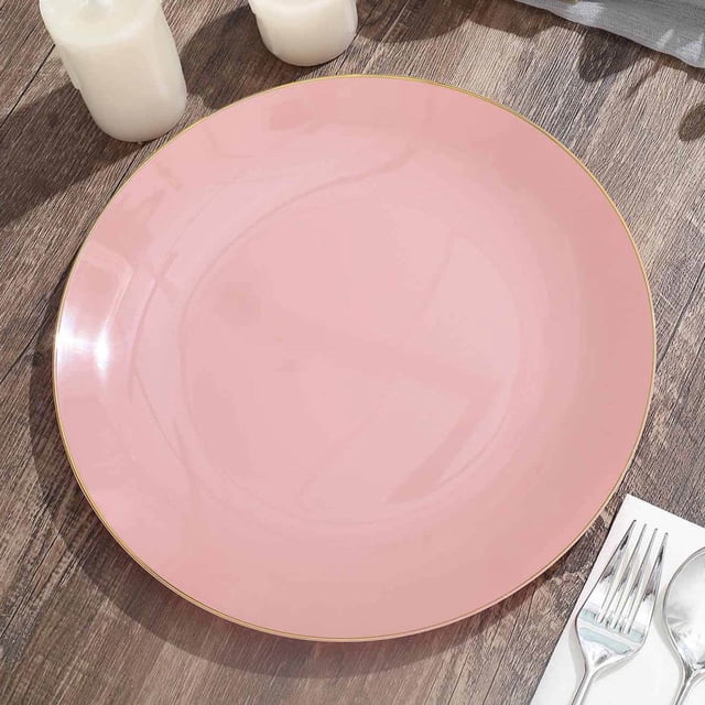 CUITING Lot de 10 Assiettes de Service Rondes Jetables en Plastique Martelé Transparent à Paillettes Dorées avec Rebord Doré - 13”