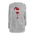 thumbnail image 4 of Pisexur Fuzzy Chandails de Noël pour Femmes Doublés en Molleton à Manches Longues à Col Rond Chandail d'Hiver Chaud Imprimé Verres de Vin Rouge Chandail de Noël à Enfiler Hauts avec Poches, 4 of 4
