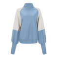 thumbnail image 4 of FAIWAD Womens Casual Mock Neck Sweatshirt Puff Long Sleeve Patchwork Pullover Loose Workout Tops, 4 of 4
